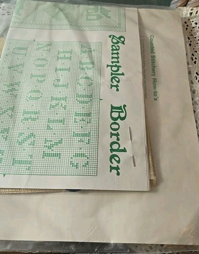 Vintage 1990s Counted Cross Stitch Sampler Alphabet Heart Flower Watermelon - Bild 7 von 7
