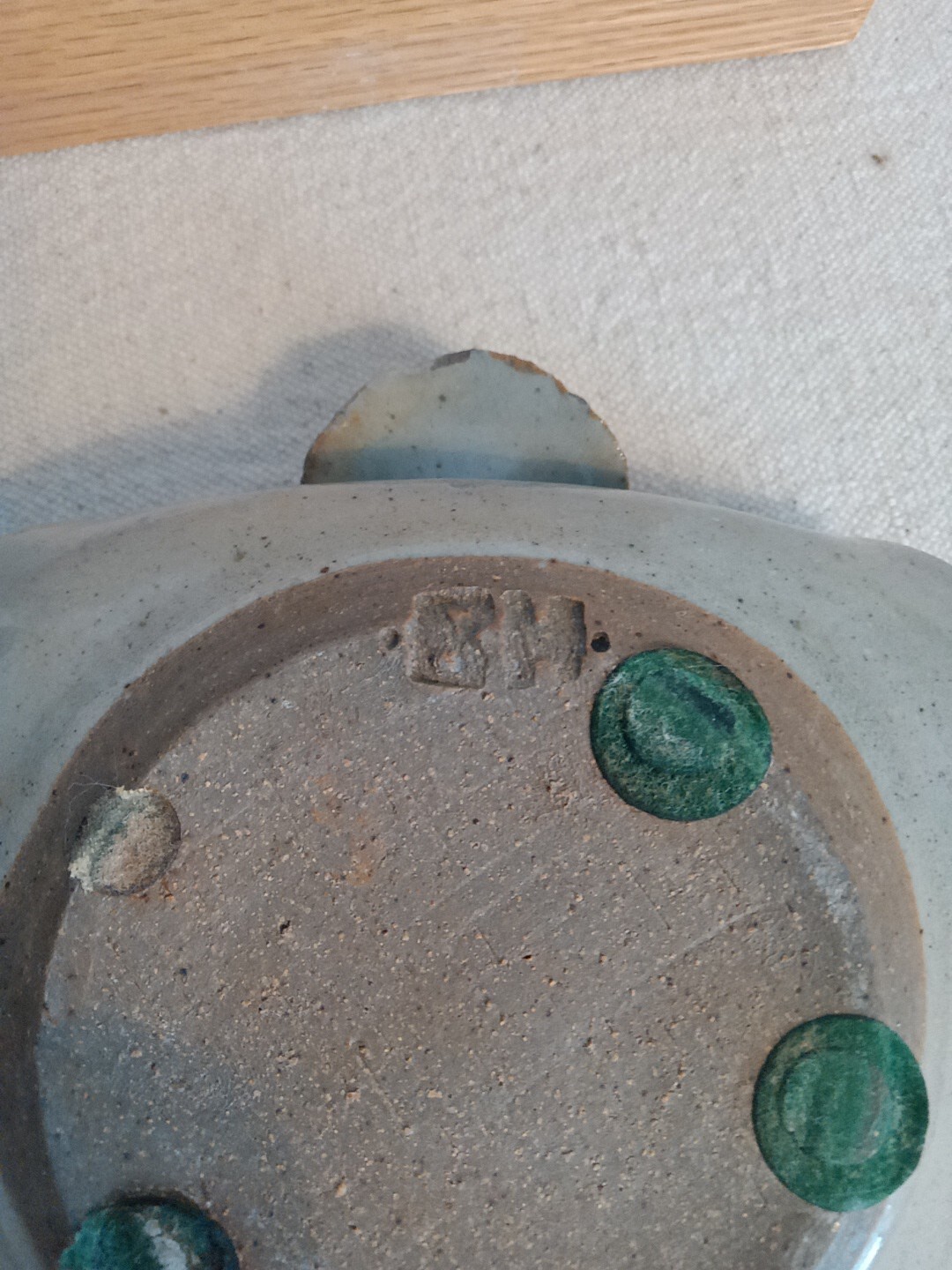 Art Pottery Sea Shell Trinket Soap Dish Glazed Signed BH Coastal Neutral Gift