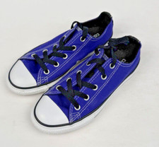 Converse All Star Junior Size 1 Double Tongue 647729F Purple Low Top EUC