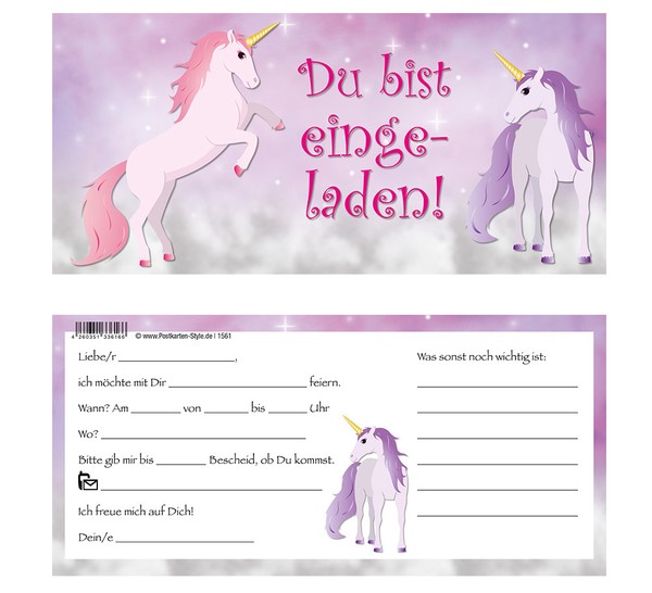 10 Einladungskarten Einhorn Einladung Geburtstag Kindergeburtstag Pferde Pony-image