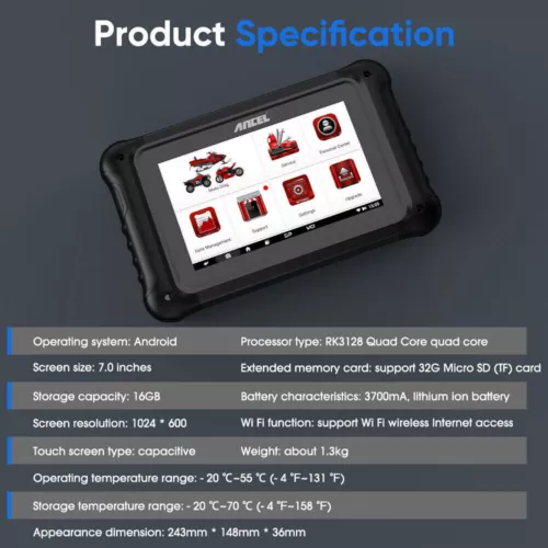 ANCEL MT700 OBD2 Scanner Motorcycle All System Diagnostic Tool Oil Service Reset - Picture 12 of 13