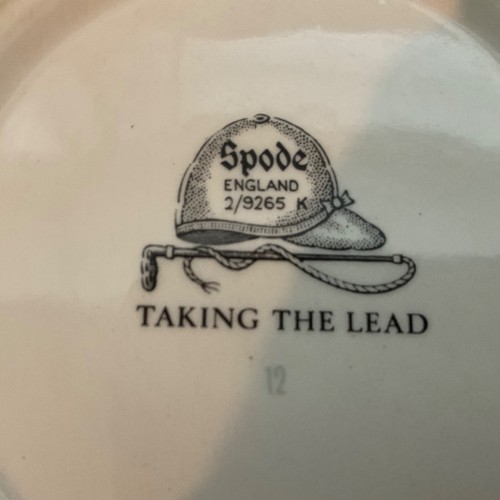 SPODE Coffee Mug The Hunt J.F. Herring "Taking The Lead" Green Edging Vintage - Picture 4 of 4
