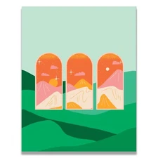 Mountains Red Sky Nature Sunset Abstract Artwork Poster Art Print Wall Decor 