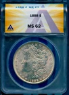 1888 $1 Silver Morgan Dollar MS 62 ANACS # 7830168 + Bonus