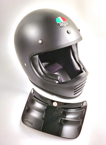 AGV X101 FULL MOTORCYCLE HELMET SIZE L MATTE BLACK DARK GREY - NEW VINTAGE STYLE - Picture 7 of 9