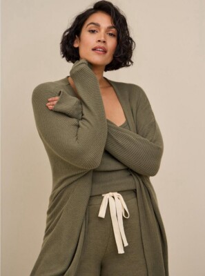 Torrid Super Soft Plush Rib Lounge Cocoon Womens Plus Size 00 Green