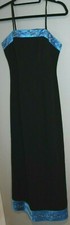 Papell Boutique Evening Dress Strapless Size Women's 2P Petite Black With Blue