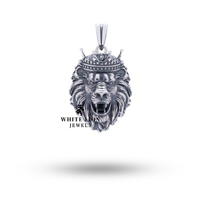 Afrikanischer Löwe König Krone Tier Dschungel Anhänger 925 Silber Geschenk Men