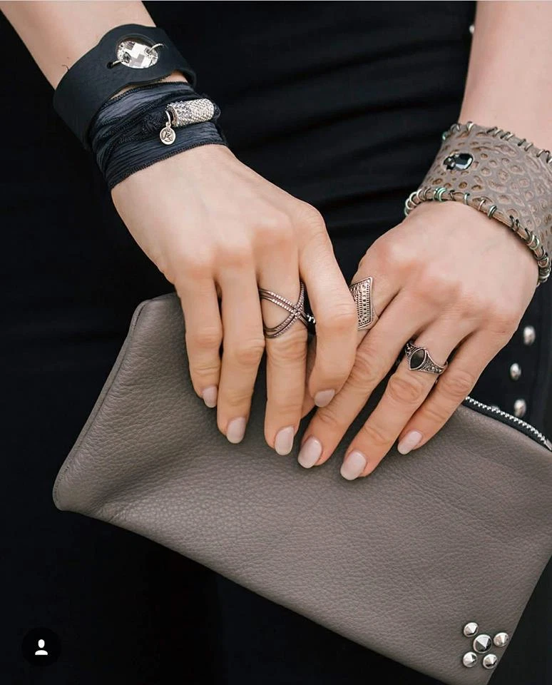 RJP Palazzolo Black Leather Cuff Bracelet Genuine Swarovski Crystal NEW - Image 3 of 4