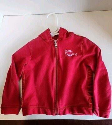 Youth Girls XS 4 5 Girl Connection Pink Hoodie Jacket Sweatshirt Love Heart