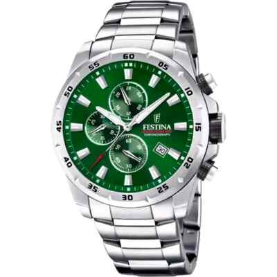 Festina Timeless F204633 Mens Silver Stainless Steel Chronograph Dial Wristwatch