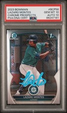 Lazaro Montes RARE PSA 10 Auto 10 Signed 2023 Bowman Chrome 1st RC Mariners