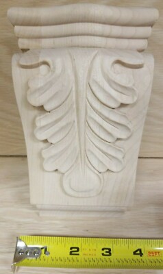 Low Profile Acanthus Corbel Maple wood 4-1/2 x 2 x 7 Hand Carved Solid Leaf