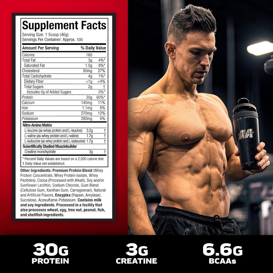 Muscletech Whey Protein Powder Nitro Tech Muscle Building Formula Whey