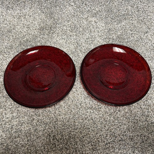 Lot of 8 French Arcoroc Ruby Red Glass Tea Coffee Cup and Saucer Set Vintage - Picture 16 of 18