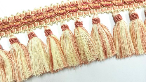Pink Braid Tassel Fringe Curtain Trimming 10.5 cm PER METRE Luxury Sewing Trim - Picture 8 of 8