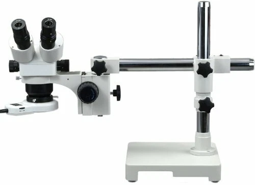 SZM7045TR Trinocular Microscope 7X-45X Zoom with Single Bar Boom Stand + Light