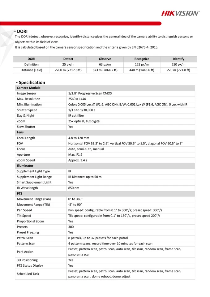 Hikvision DS-2DE4A425IW-DE 4-inch 4 MP 25X DarkFighter IR Network Speed Dome PTZ - image 4 of 4