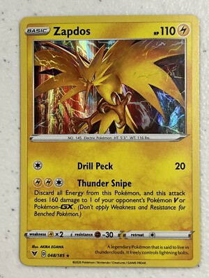 Pokemon Card Vivid Voltage Zapdos 048/185 Holo Foil Rare NM