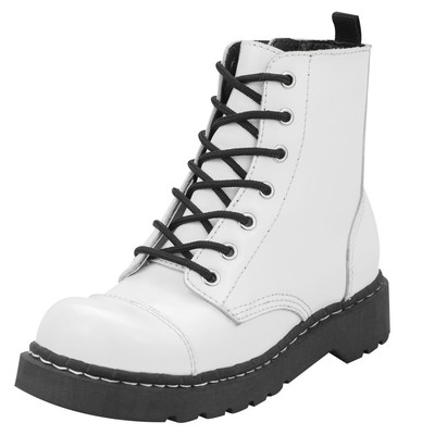 white leather combat boots