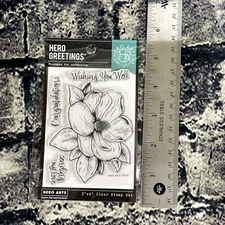 Hero Arts MAGNOLIA Flower Florals 3x4" Poly Clear Stamp Set  CM261