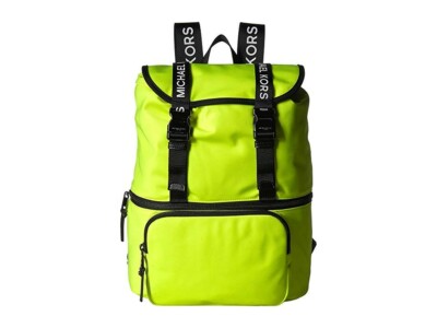 NWT MICHAEL KORS The Michael Bag Large Flap Backpack Yellow Neon