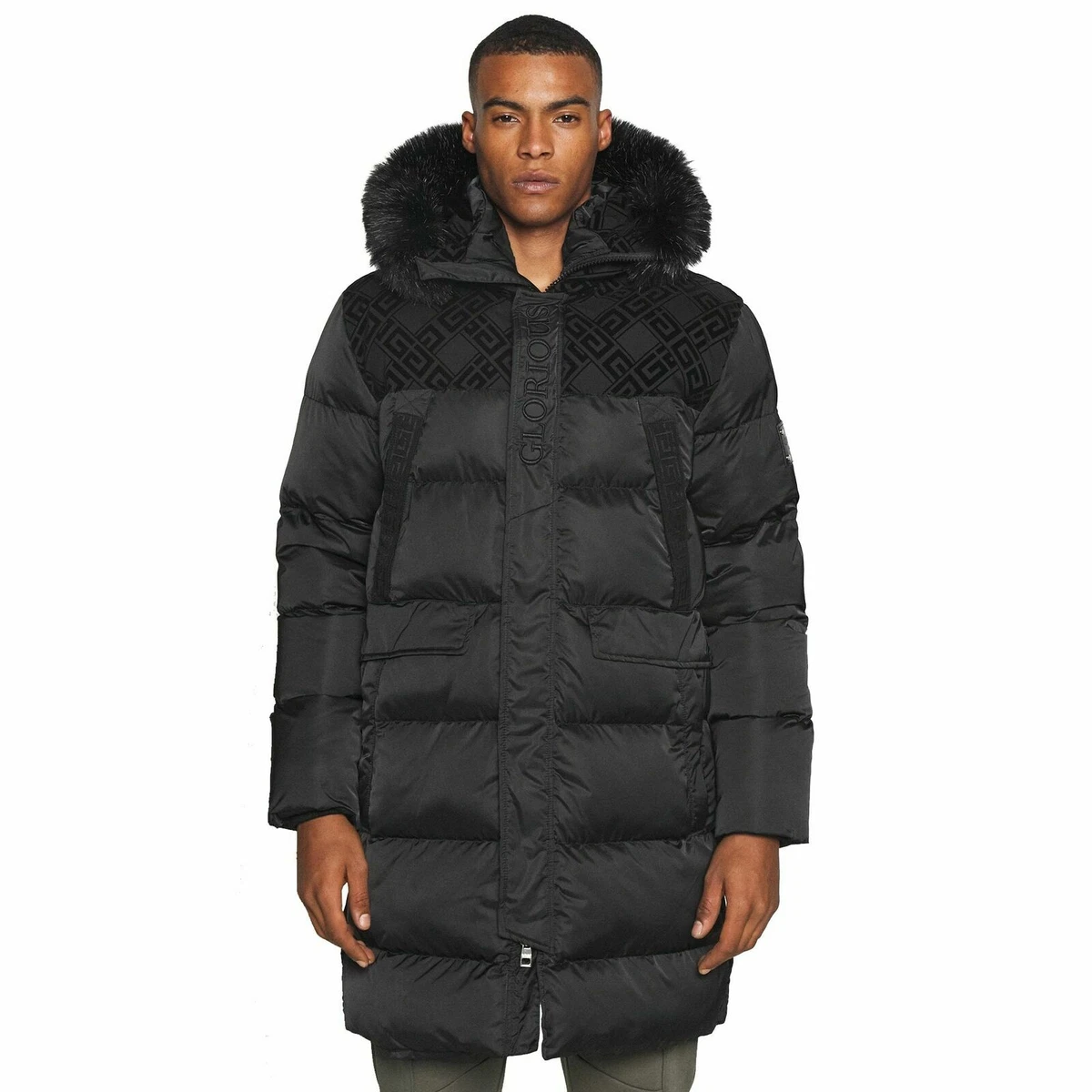 Glorious Gangsta Mens Vernez Faux Fur Puffa Parka Long Jacket - Black | eBay