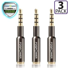 FosPower 3x 3.5mm Slim TRRS Headphone Extender AUX Stereo Audio Adapter Plug