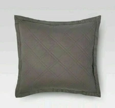 Threshold Dark Gray Linen Blend Quilted Standard Sham 