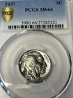 1937 BUFFALO NICKEL PCGS MS 66 GEM BRILLIANT UNCIRCULATED BU