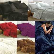 SATIN BEDDING SETS - 6 / 4 PIECE - DUVET COVER, FITTED SHEET, PILLOWCASES