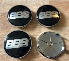 4 Pcs BBS 68mm Alloy Wheel Hub Centre Caps Cap Brand New , Black Silver