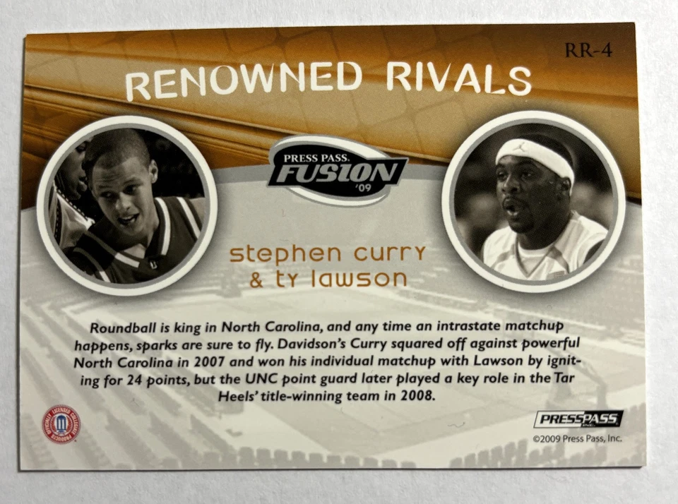 Stephen Curry Ty Lawson 2009 Press Pass Fusion Renown Rivals #RR-4 - Изображение 2 из 2
