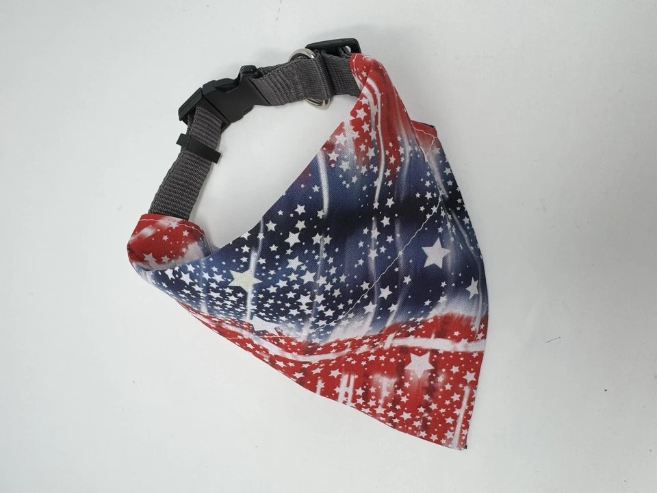 4th Of July Patriotic Dog Bandana Over The Collar Blue Red White Personalized - Imagem 3 de 4