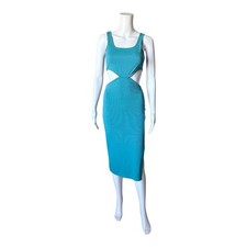 Shein Womens Small Blue Cut Out Side Slit Sleeveless Bodycon Dress Midi Dress