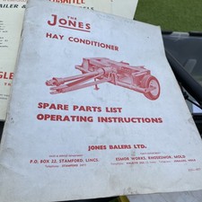 Jones of Rhosesmor- hay conditioner baler operating instructions/parts manual 