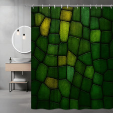 Green Mosaic Shower Curtain - Waterproof Fabric for Bathroom Decor