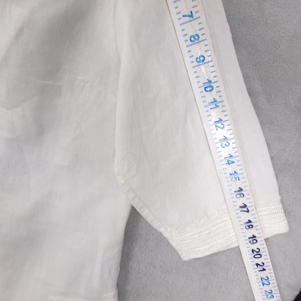 Top túnica Soft Surroundings talla 1X desierto lino bordado cremallera completa boho playa Foto 4 de 4