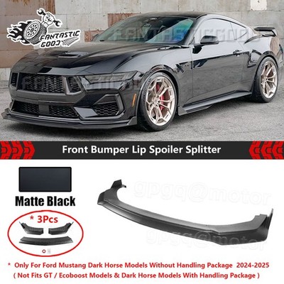 For Ford Mustang Dark Horse 24-25 GT Style Matte Black Front Bumper Lip Spoiler