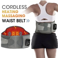 Lumbar Massager, Heated Waist Belt Wrap, Lower Back Massager w/ Heat Vibration