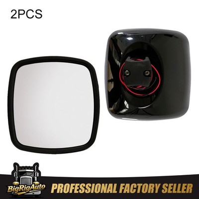 2Pcs Small Lower Mirror Black Heated For 2004-2022 Freightliner M2 106 100 LH/RH