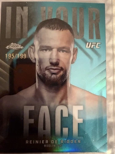 2026 Topps Chrome UFC Reinier De Ridder IN YOUR FACE Aqua Refractor #195/199