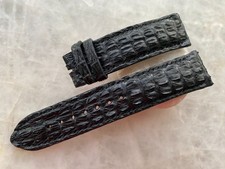22mm/20mm Black Alligator Crocodile Print Leather Watch Strap Band