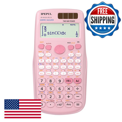iPepul Pink Scientific Calculator 417 Functions Solar Battery 4-Line Display