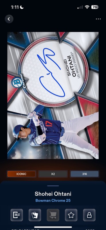 Topps Bunt 26 Digital - Iconic Shohei Ohtani Bowman Chrome Dodgers Auto Cc316