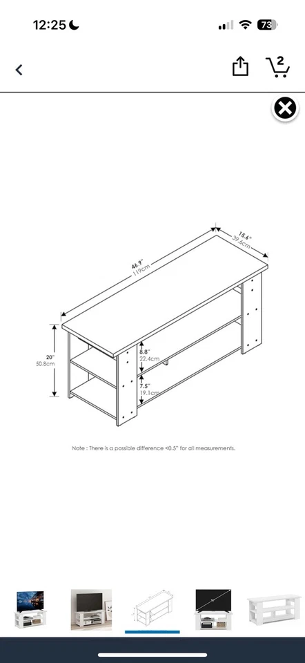 Подставка для телевизора Furinno Jaya до 55 дюймов, белая - Изображение 3 из 4