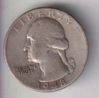 1948-P WASHINGTON QUARTER 25¢ PHILADELPHIA 90% SILVER COIN UNITED STATES MINT