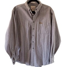 VTG Woolrich Men's Sportsman Chamois Shirt Large Gray Flannel Button Long Sleeve