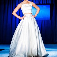 Sherri Hill 2 Piece White Satin Ball Gown for Prom or Wedding