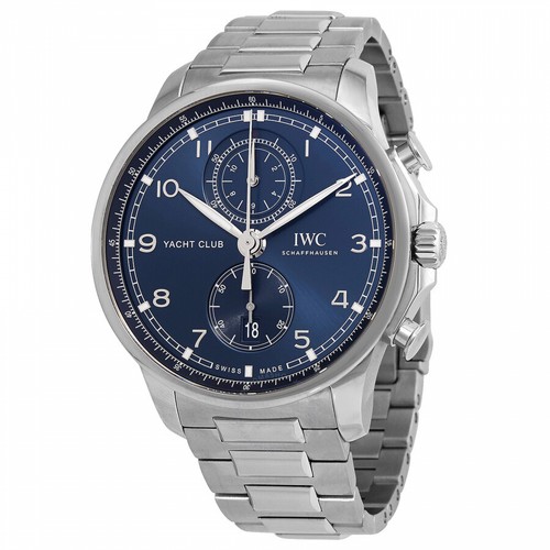 New IWC Portugieser Yacht Club Chronograph Stainless Steel Blue Watch IW390701